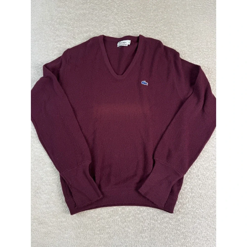 Vintage Izod Lacoste Sweater Mens Large V Neck‎ Alligator Acrylic 80s Retro